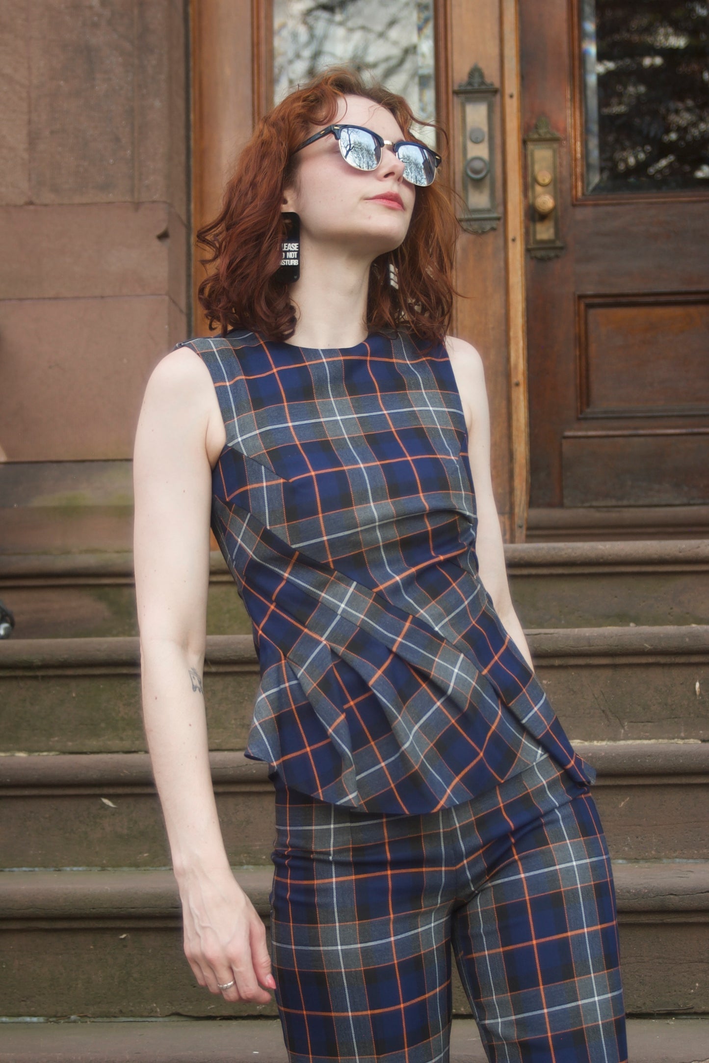 Asymmetrical Plaid Set
