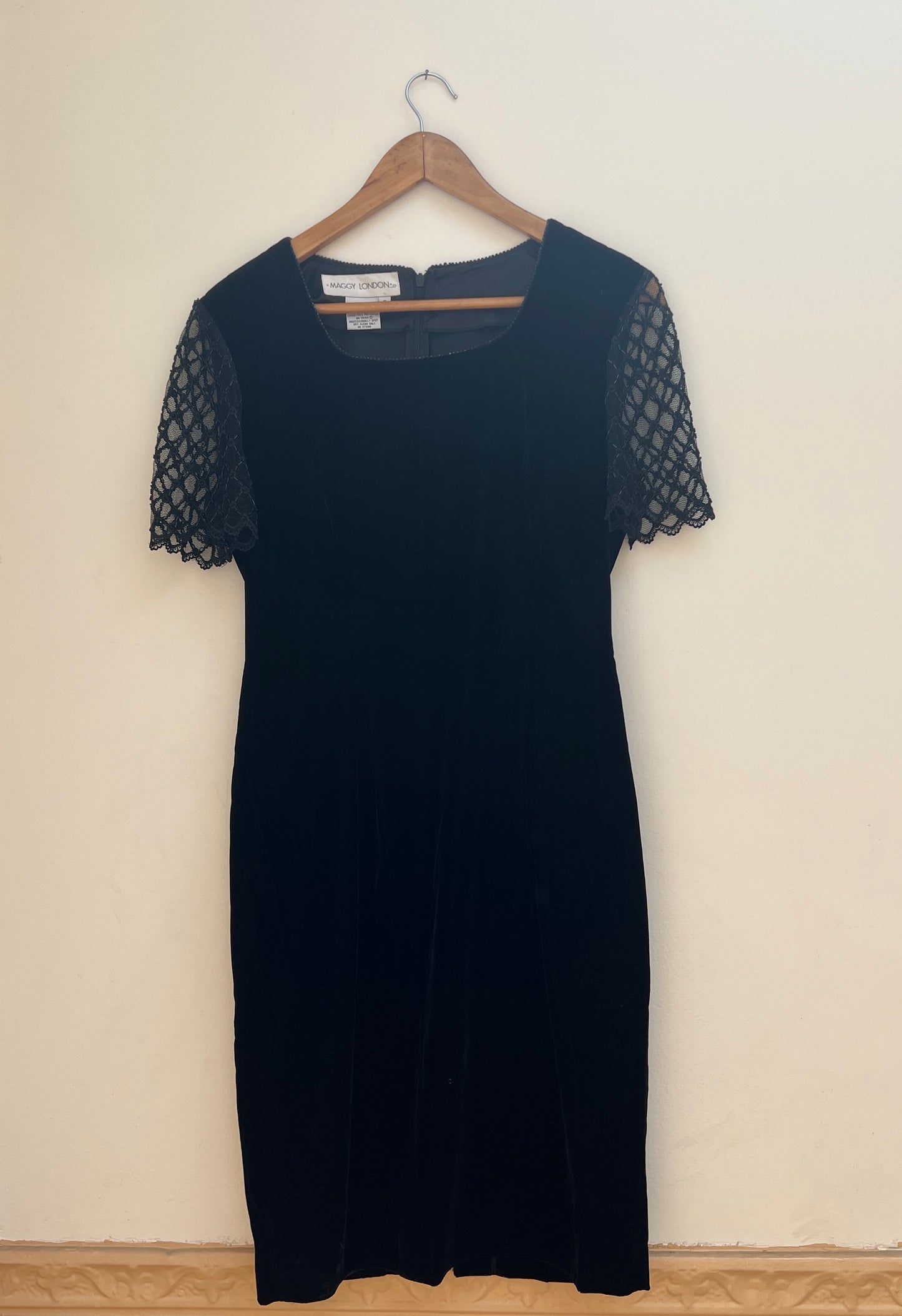 Velvet Dress with Beaded Sleeve Detail