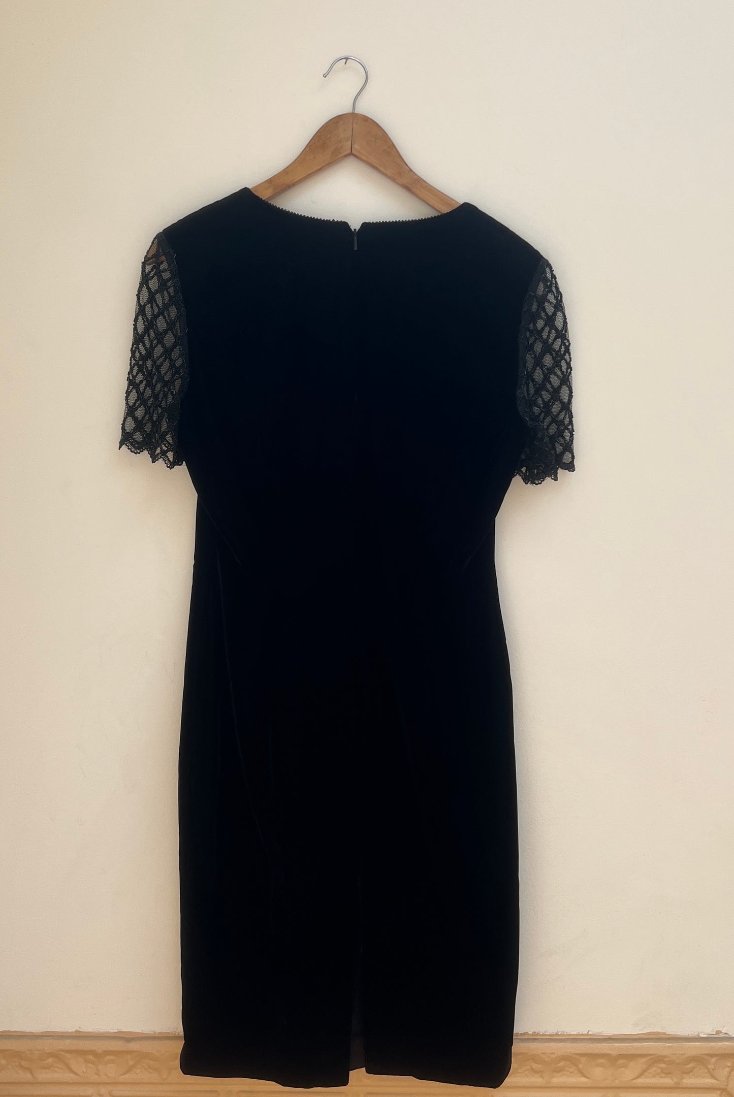 Velvet Dress with Beaded Sleeve Detail