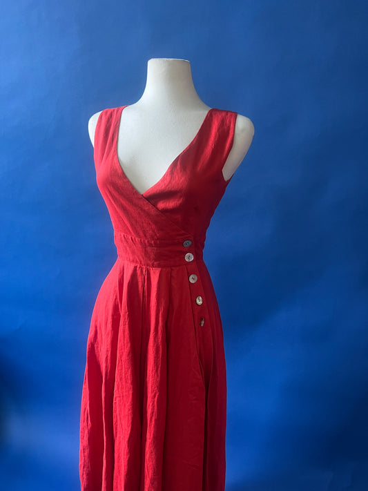 Red Linen Dress