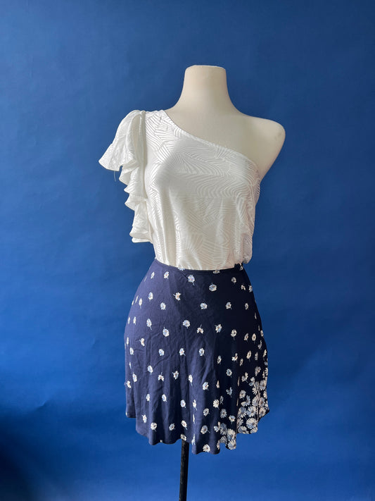 Navy Floral Skirt